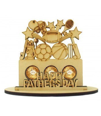 6mm Fathers Day Sports Plaque Shape Ferrero Rocher or Lindt Chocolate Ball Holder on a Stand - Stand Options